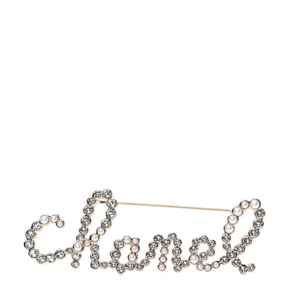 Chanel Metal Glass Swirling Pearls Brooch Pin Gold 1 of 4