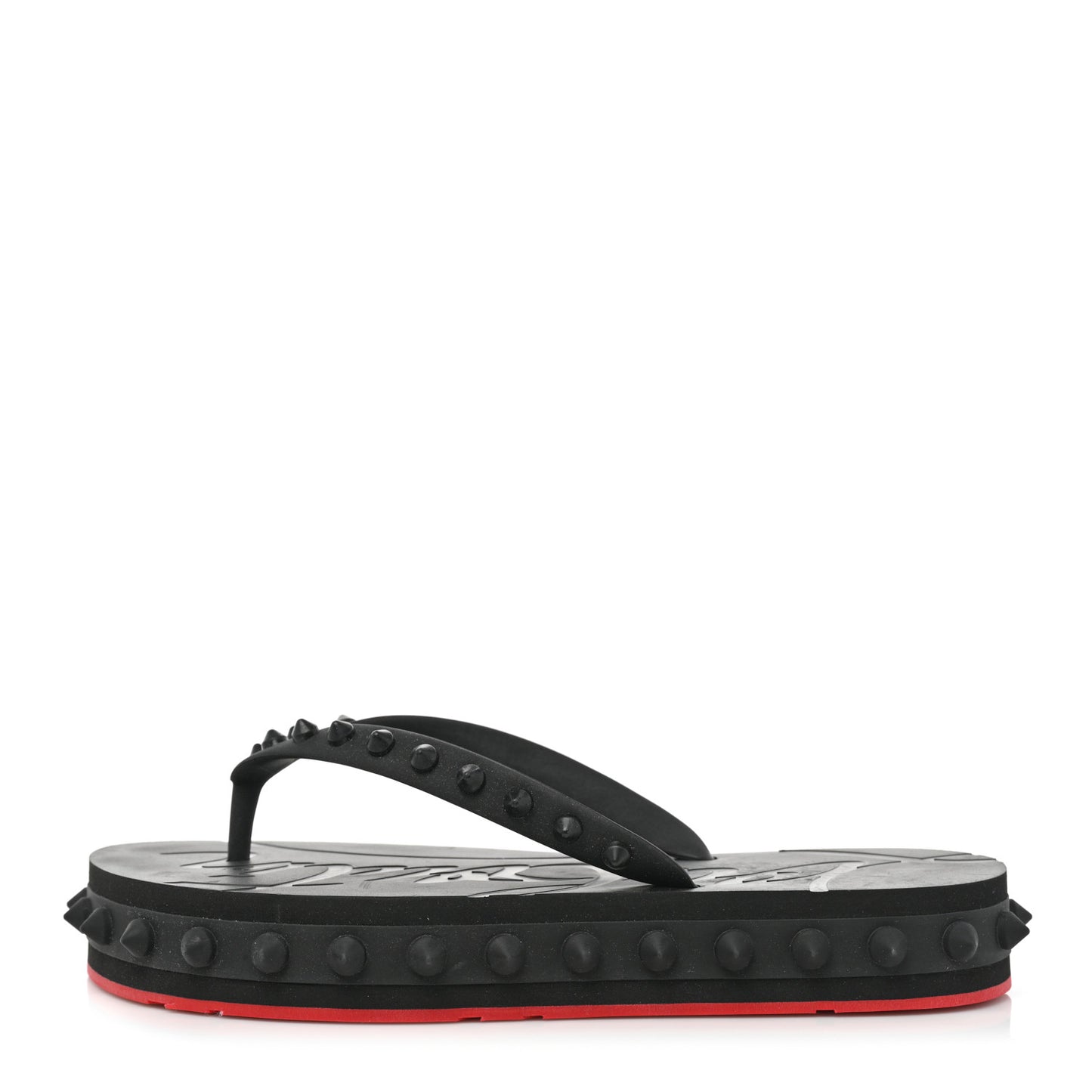 Rubber Spike Loubi Flip Flip Platform Sandals 36 Black