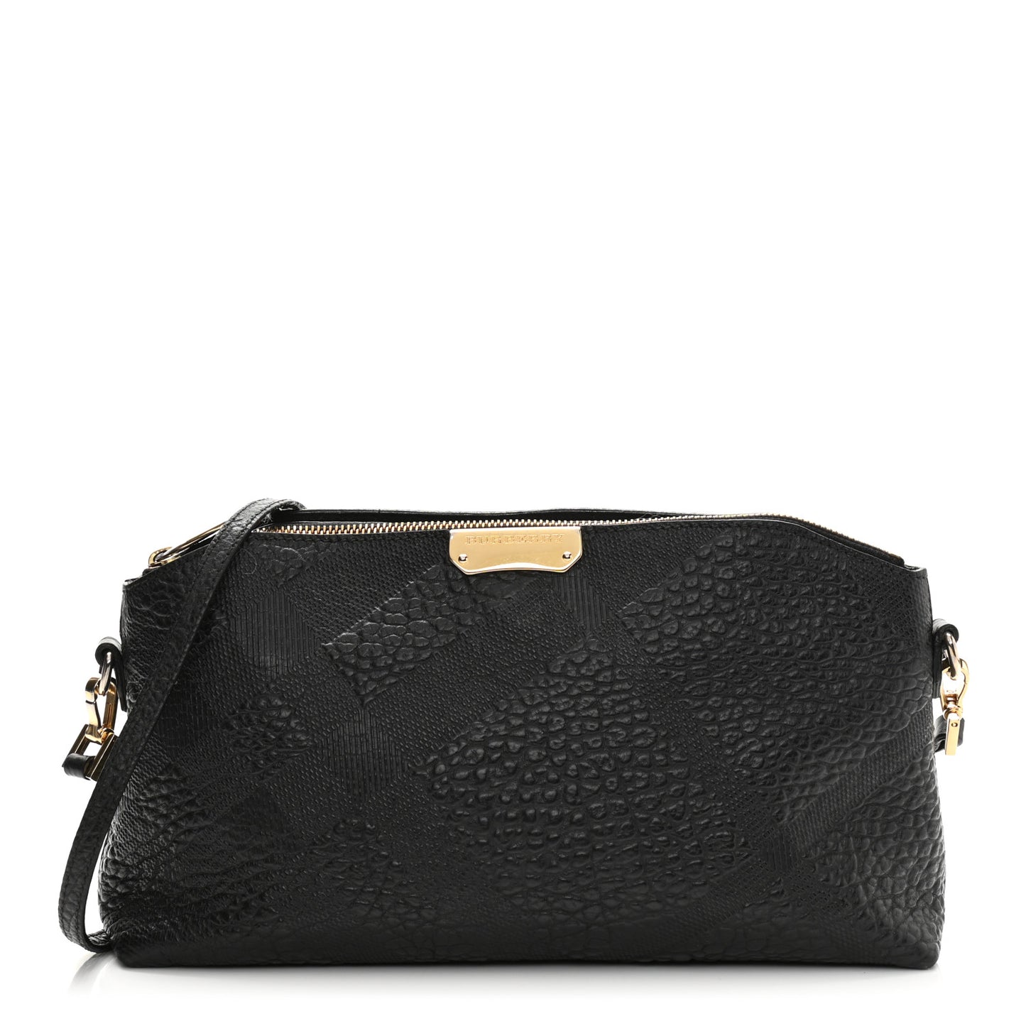 Signature Grain Calfskin Check Embossed Small Chichester Crossbody Clutch Bag Black