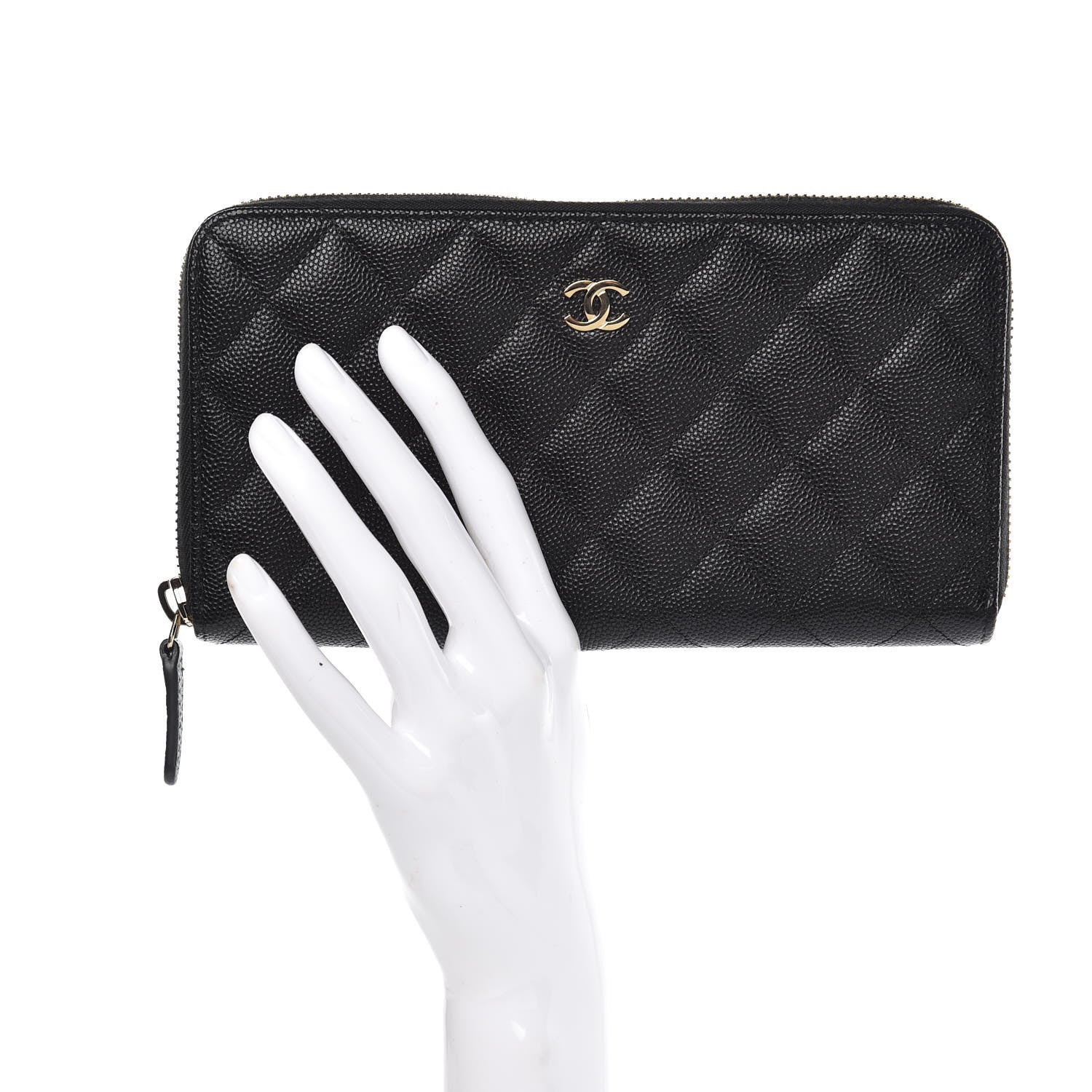 Chanel Caviar Quilted Large Gusset Zip Around Wallet Black 2 of 9