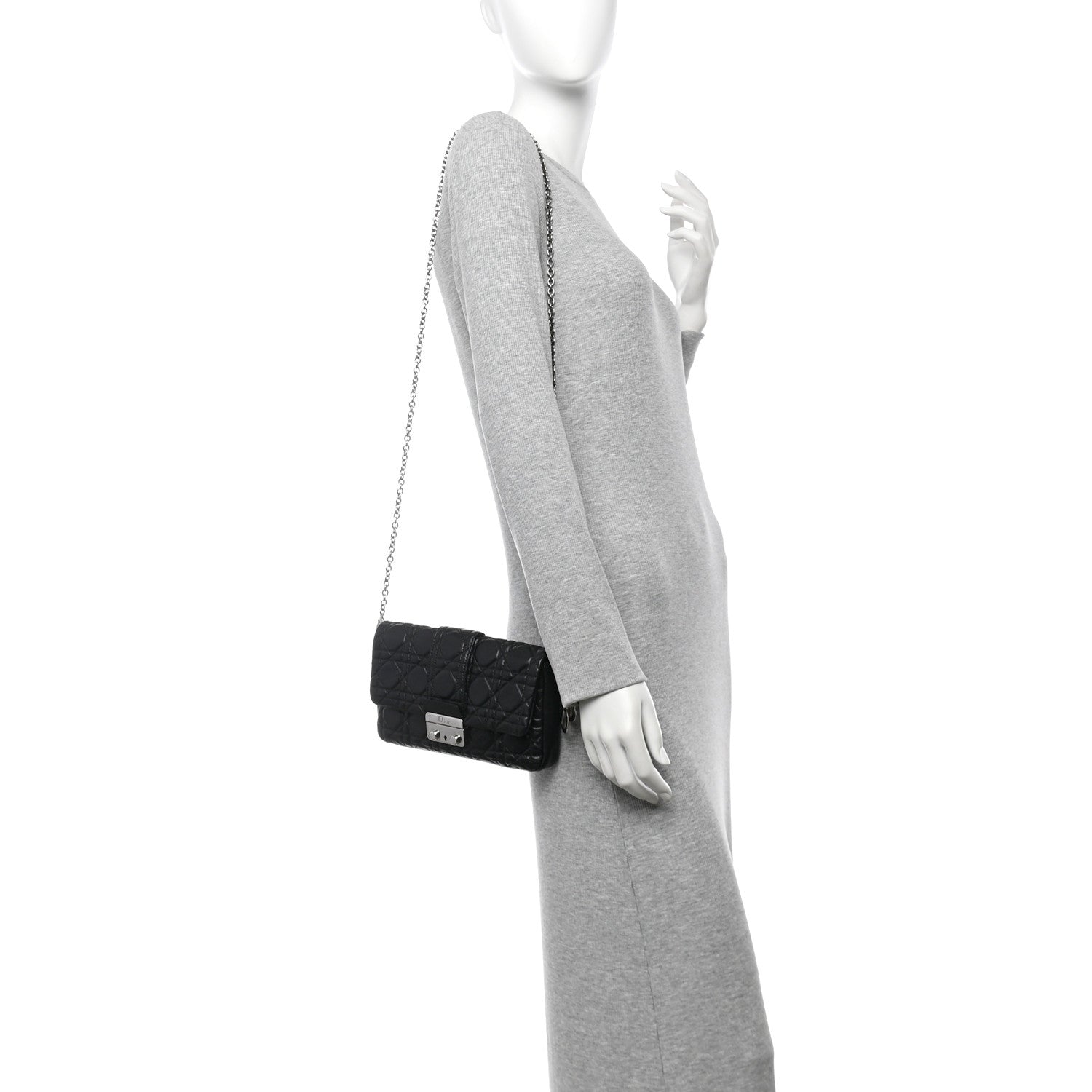 Christian Dior Lambskin Cannage Miss Dior Promenade Pouch Black 2 of 9