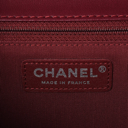 Chanel Lambskin Surpique Chevron Medium Single Flap Dark Red 7 of 9