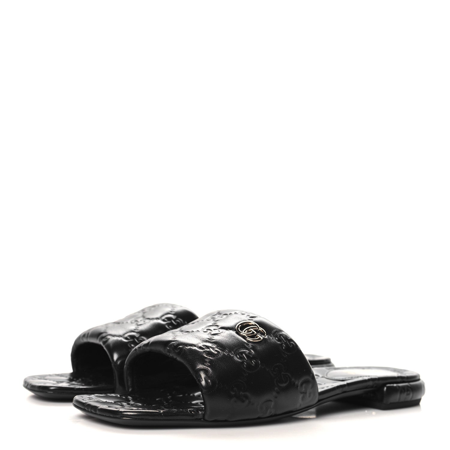 Gucci Nappa Double GG Flat Slide Sandals 40 Black 4 of 9