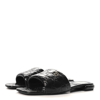 Gucci Nappa Double GG Flat Slide Sandals 40 Black 4 of 9