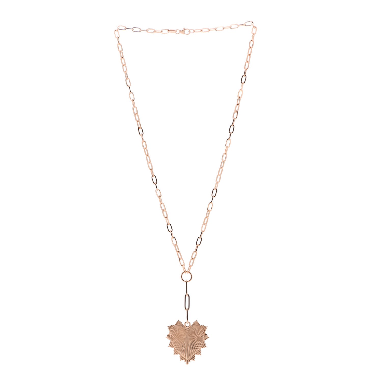 Foundrae 18K Rose Gold Oversized Love Token Extended Clip Extension Chain Necklace 3 of 5