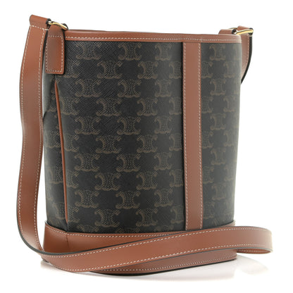 Celine Triomphe Canvas Calfskin Small Bucket Bag Tan 2 of 13