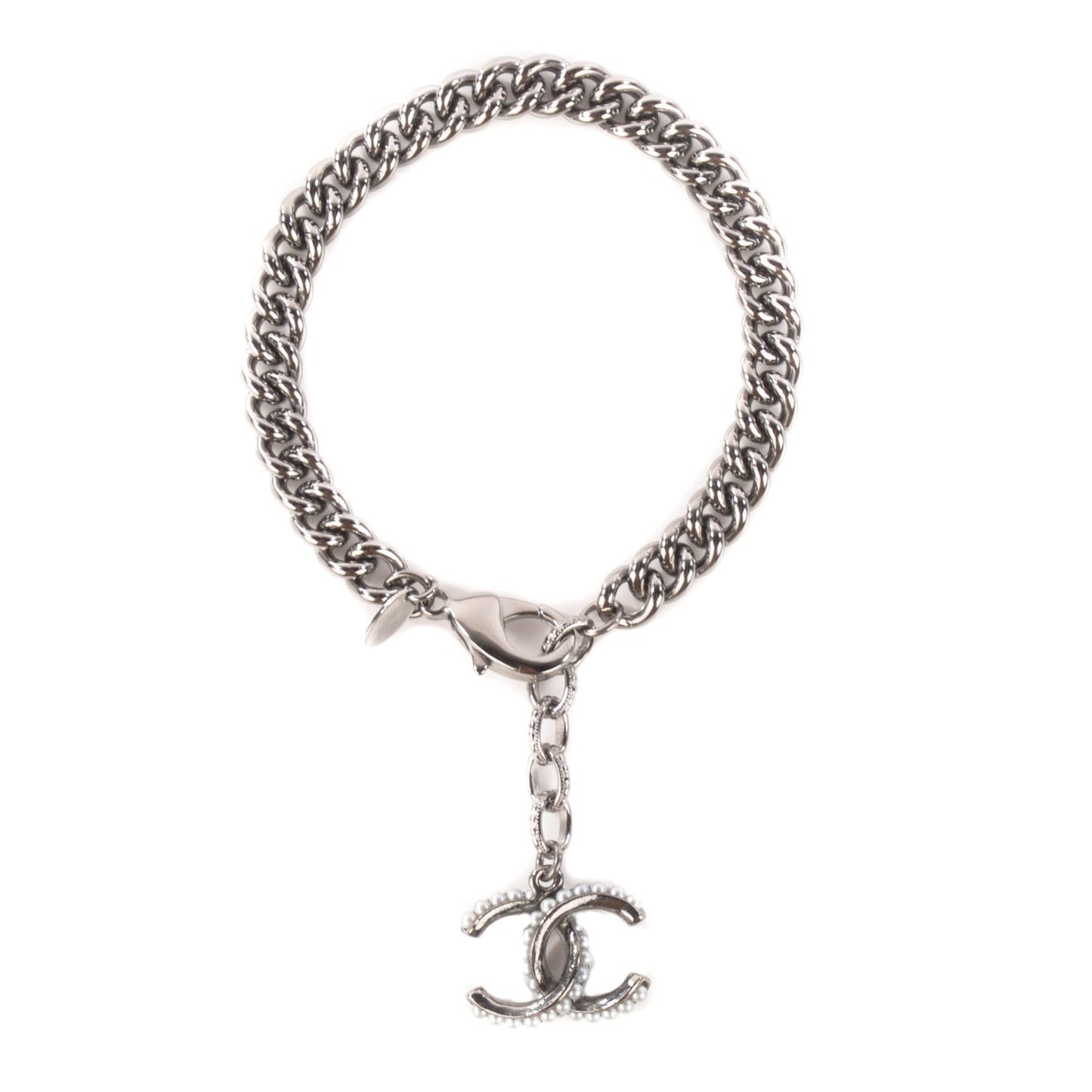 Ruthenium Pearl CC Chain Bracelet