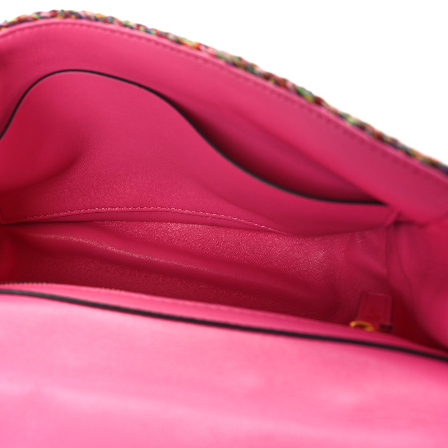 Wool Woven Medium Roman Stud Shoulder Bag Multicolor Feminine Pink