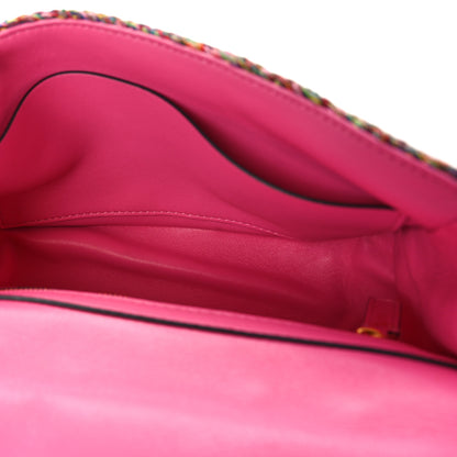 Valentino Garavani Wool Woven Medium Roman Stud Shoulder Bag Multicolor Feminine Pink 5 of 8