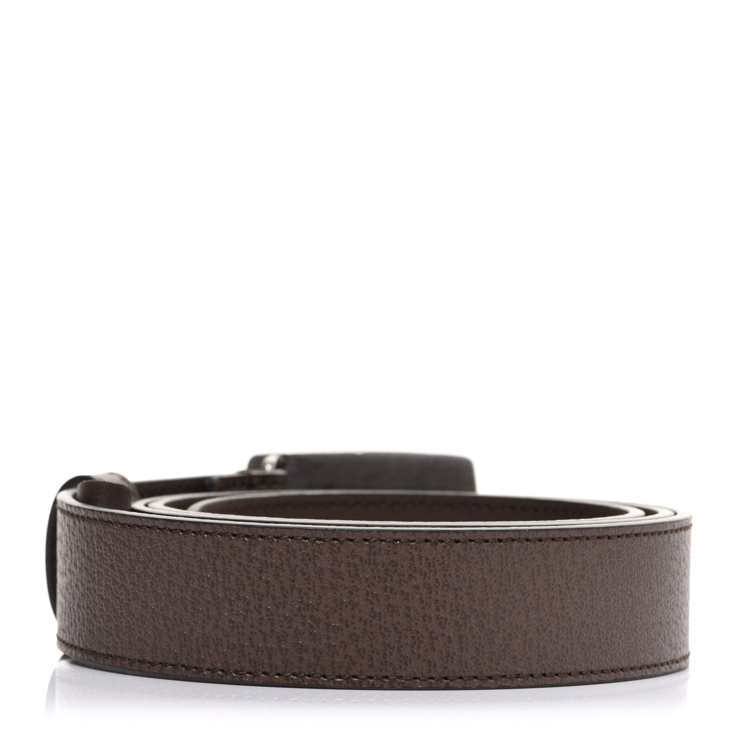 Pebbled Calfskin Logo Belt 95 38 Taupe