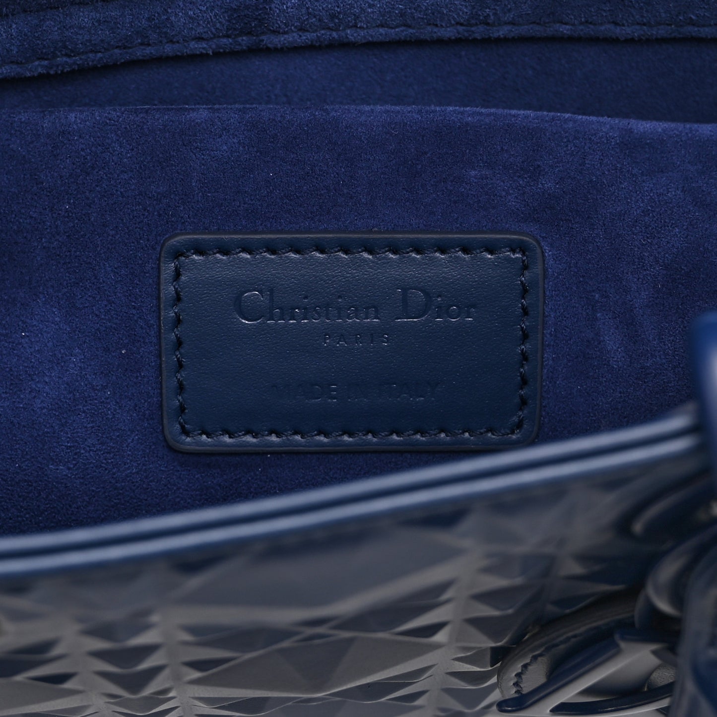 Calfskin Cannage Diamond Medium Lady D-Joy Navy Blue