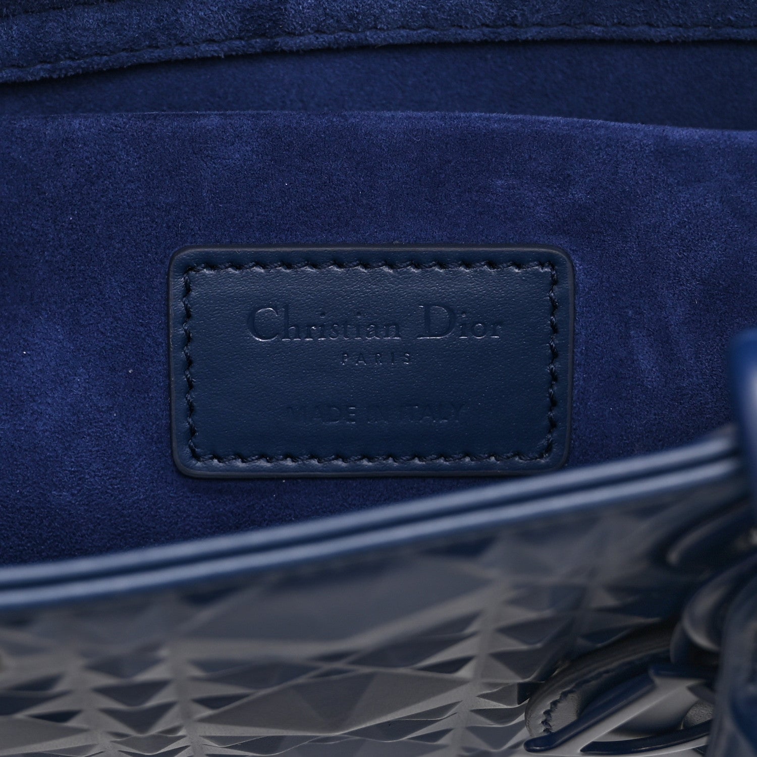 Christian Dior Calfskin Cannage Diamond Medium Lady D-Joy Navy Blue 6 of 10