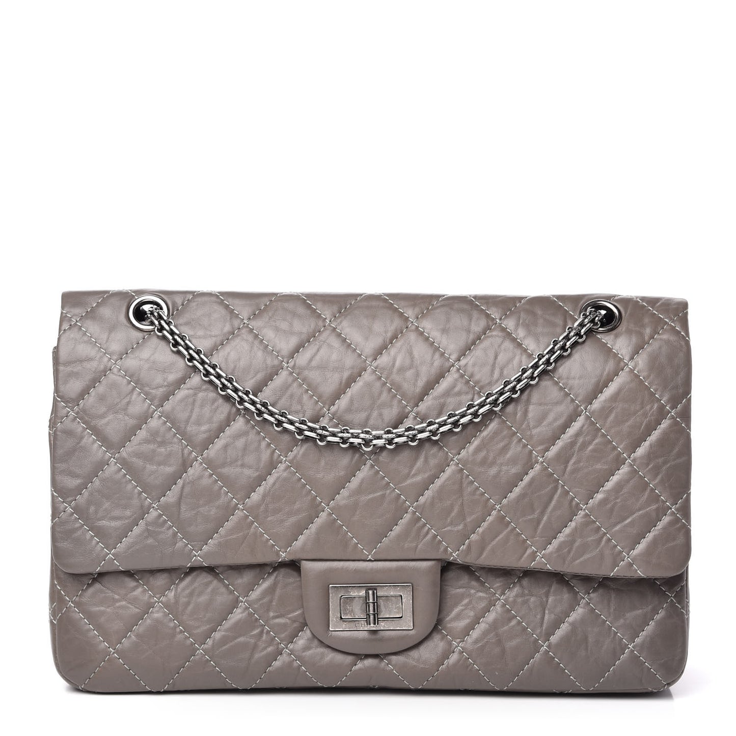 Aged Calfskin Quilted 2.55 Reissue 227 Flap Grey