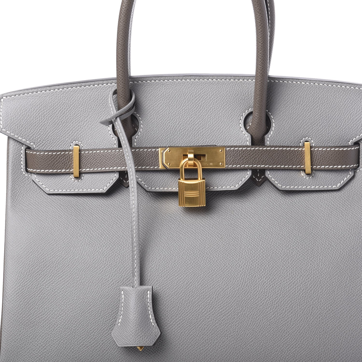 Hermes Epsom Horseshoe Birkin 30 Etain Gris Mouette 8 of 14