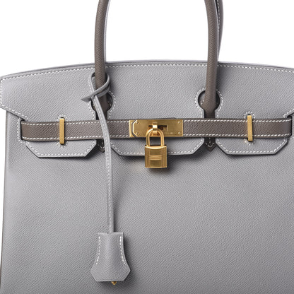 Hermes Epsom Horseshoe Birkin 30 Etain Gris Mouette 8 of 14