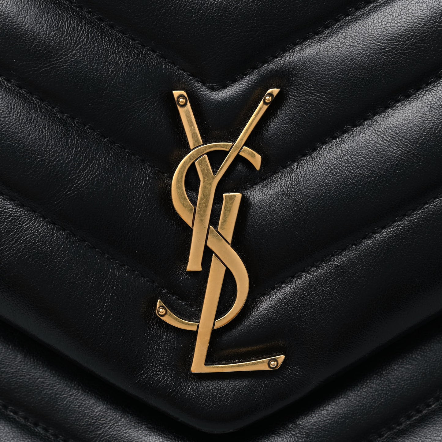 Calfskin Y Quilted Monogram Large Loulou Chain Satchel Black