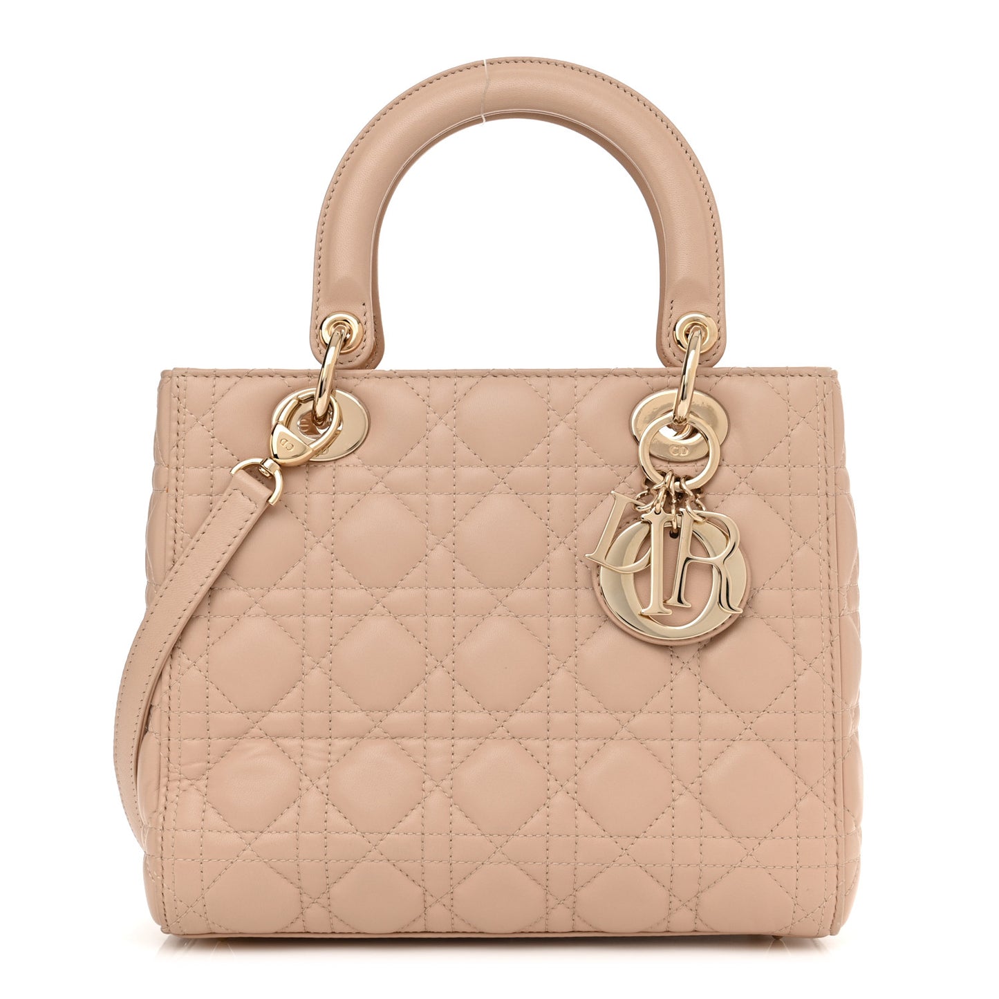 Lambskin Cannage Medium Lady Dior Rose Poudre