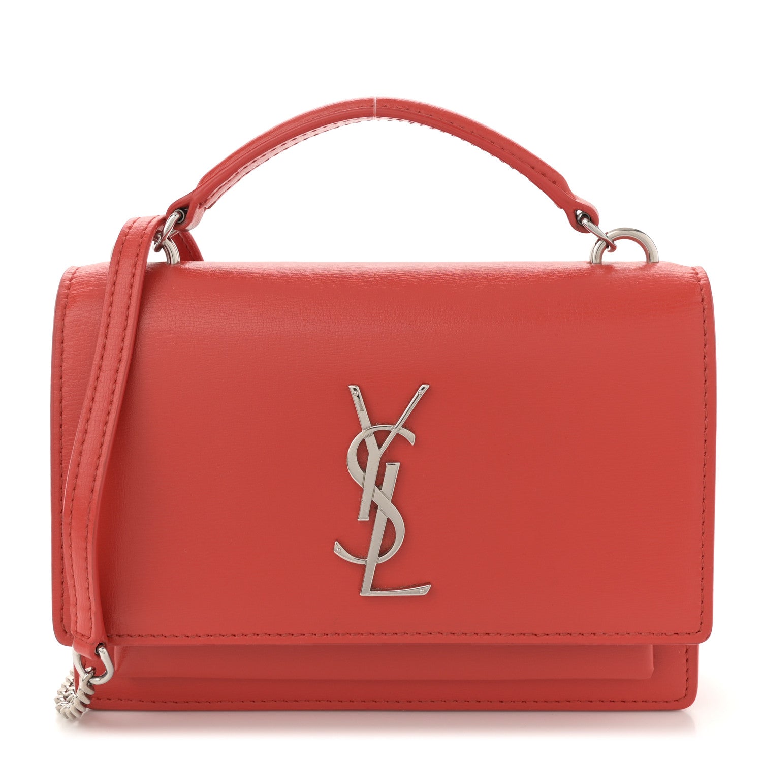 Saint Laurent Calfskin Monogram Sunset Chain Wallet Rosso 1 of 13