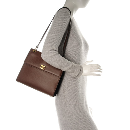 Chanel Grained Calfskin Flap Shoulder Bag Brown 2 of 7