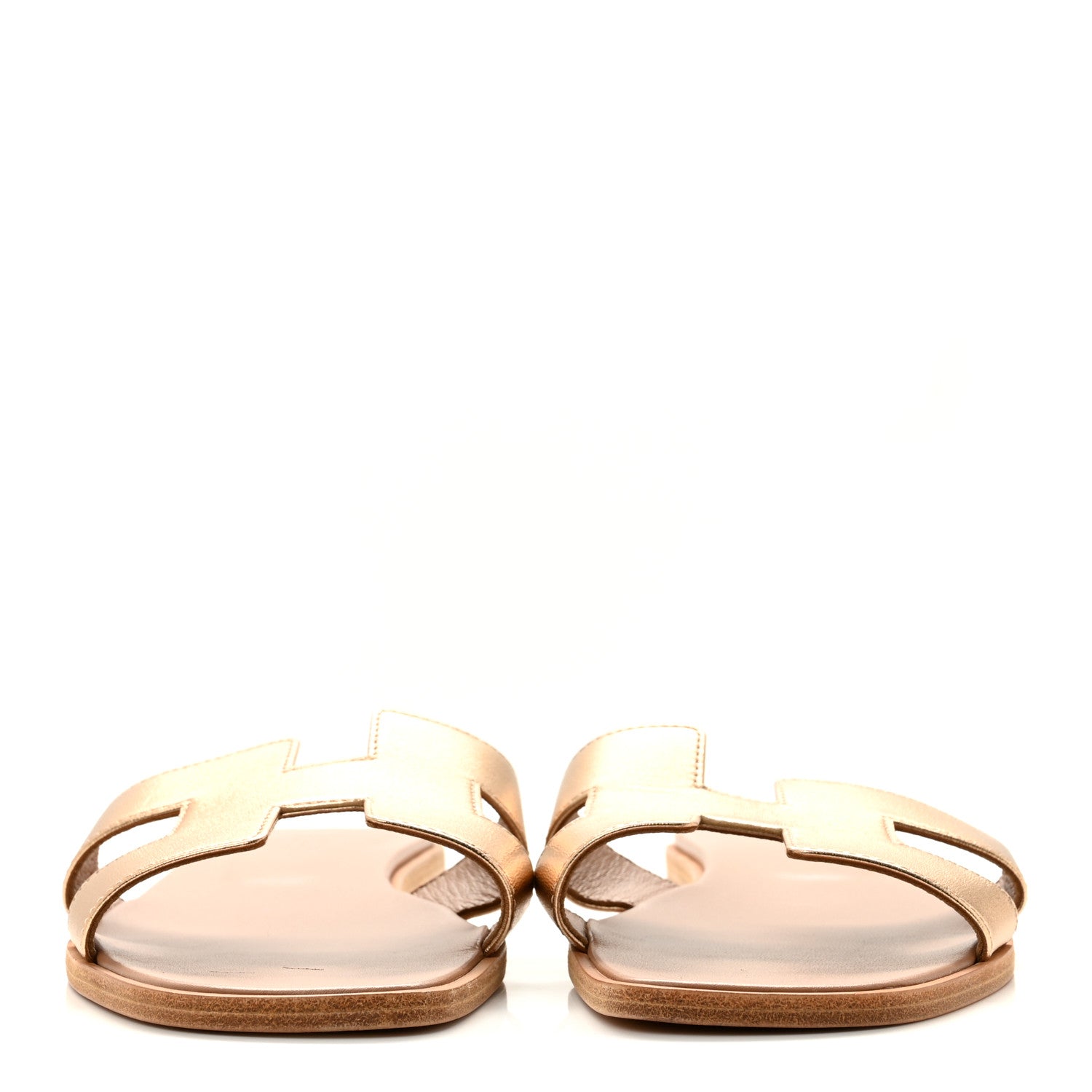 Hermes Metallic Nappa Oran Sandals 39.5 Rose Dore 3 of 9