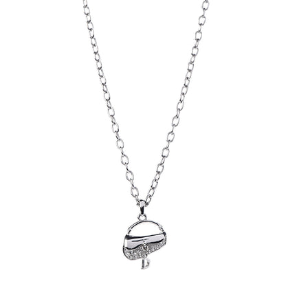 Christian Dior Crystal Saddle Bag Pendant Necklace Silver 1 of 5