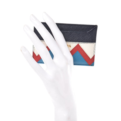 Prada Saffiano Greche Card Holder Baltico Rosso 2 of 7