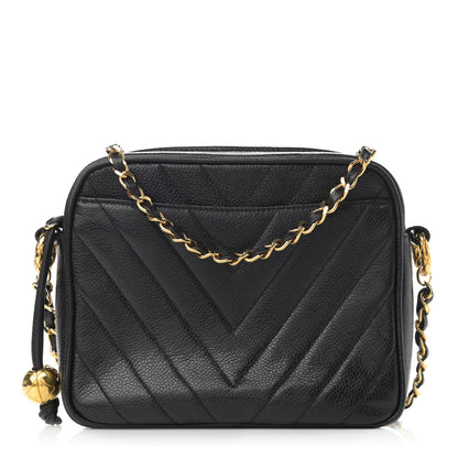 Chanel Caviar Chevron Quilted Camera Case Black 1 of 11