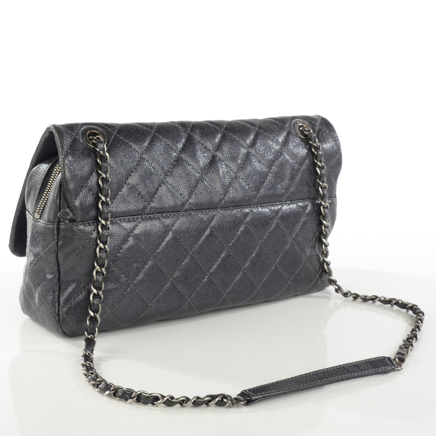 Chanel Iridescent Caviar Quilted Large Chic Flap Dark Silver 3 of 8