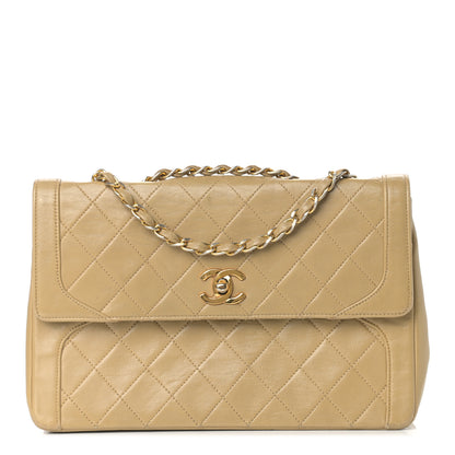 Chanel Lambskin Quilted Medium Single Flap Beige 1 of 17