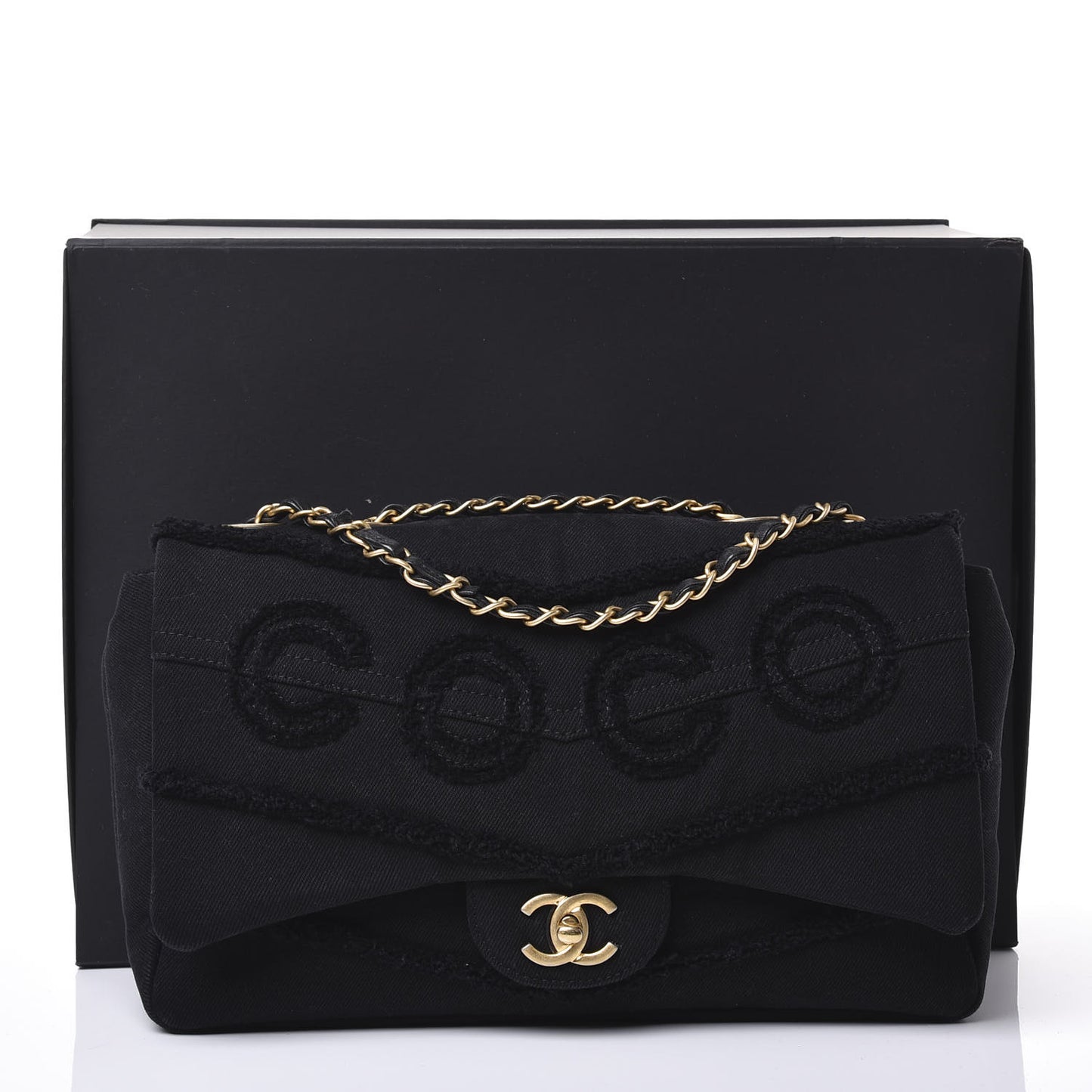 Denim Coco Jumbo Single Flap Black