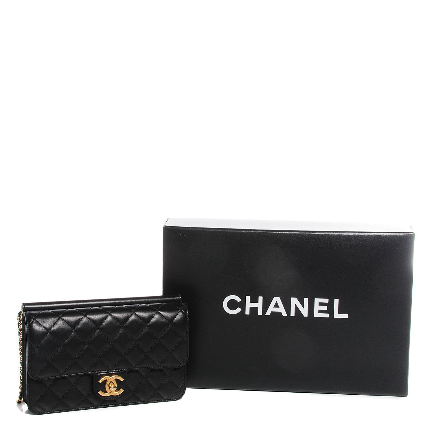 Chanel Lambskin Quilted Medium Crossing Times Flap Black 99385