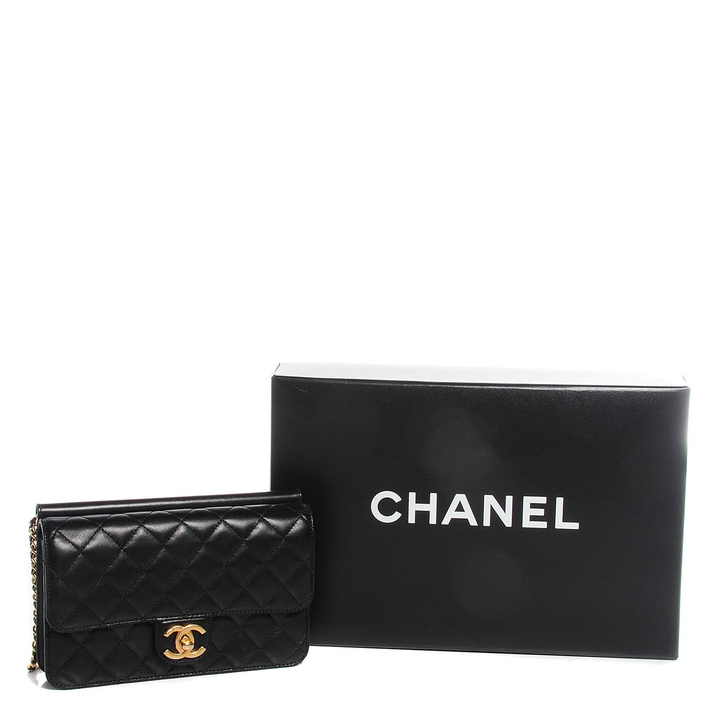 Lambskin Quilted Medium Crossing Times Flap Black