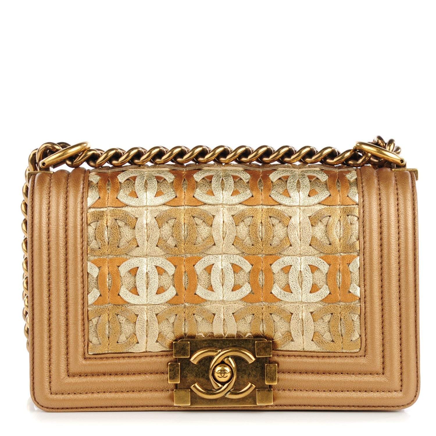 Chanel Metallic Lambskin Small Golden CC Boy Flap Gold 1 of 7