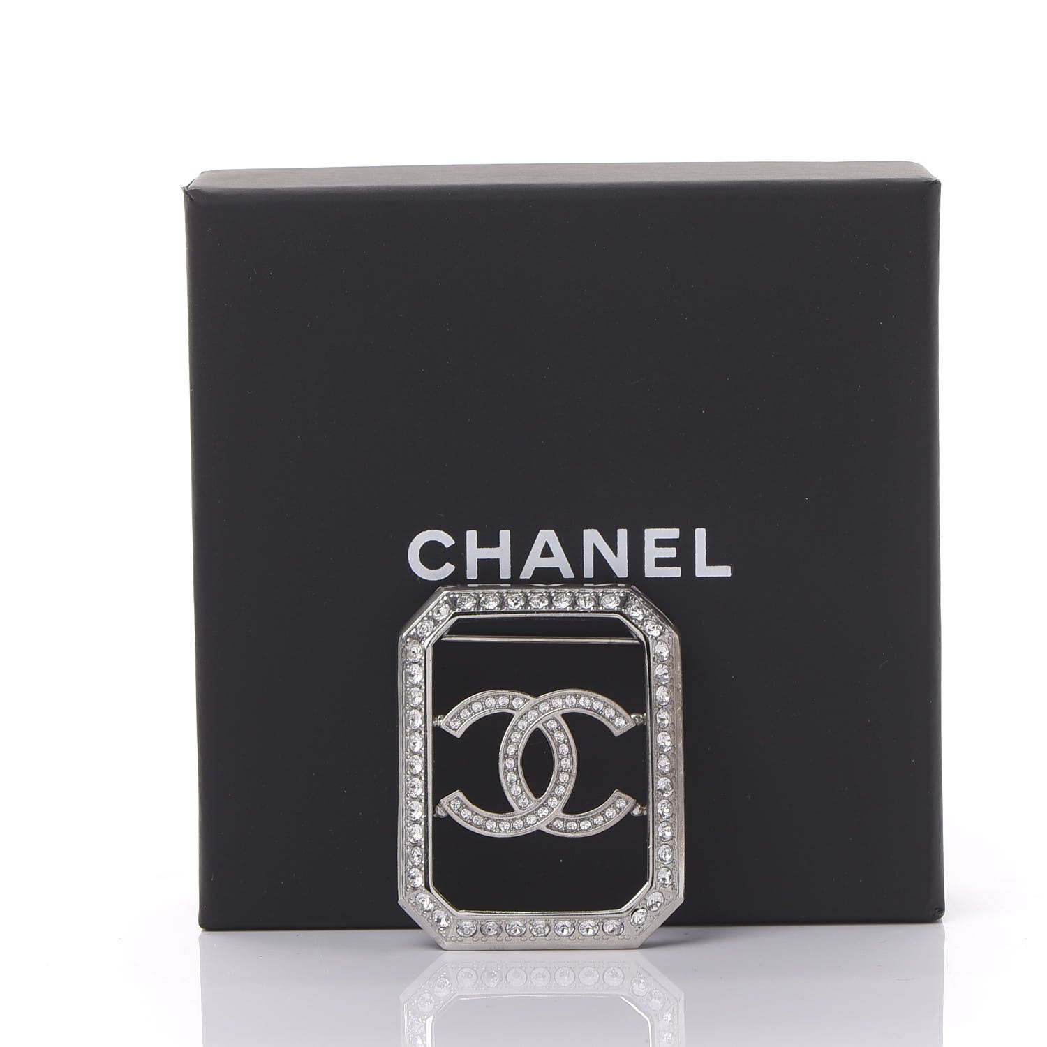 Chanel Crystal CC Brooch Silver 4 of 4