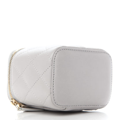 Chanel Lambskin Quilted Top Handle Mini Vanity Case With Chain Grey 3 of 8