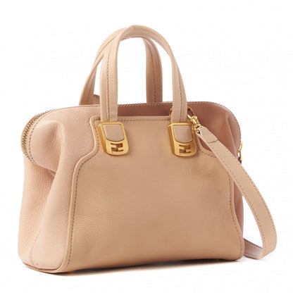 Fendi Capra Vitello Dolce Marmol Colorblock Small Chameleon Tote Cipria Makeup Camel 3 of 9