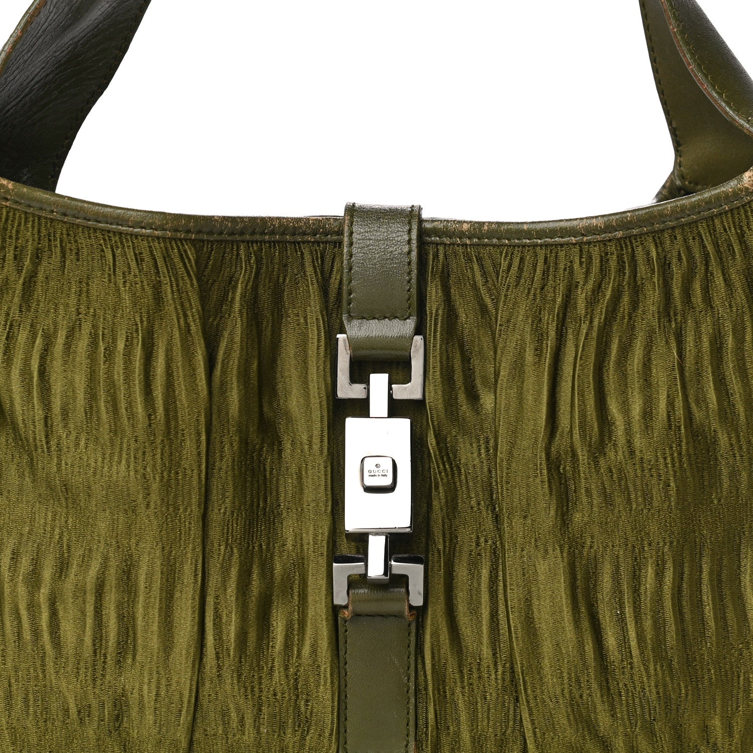 Gucci Fabric Pleated Jackie O Hobo Green 7 of 24