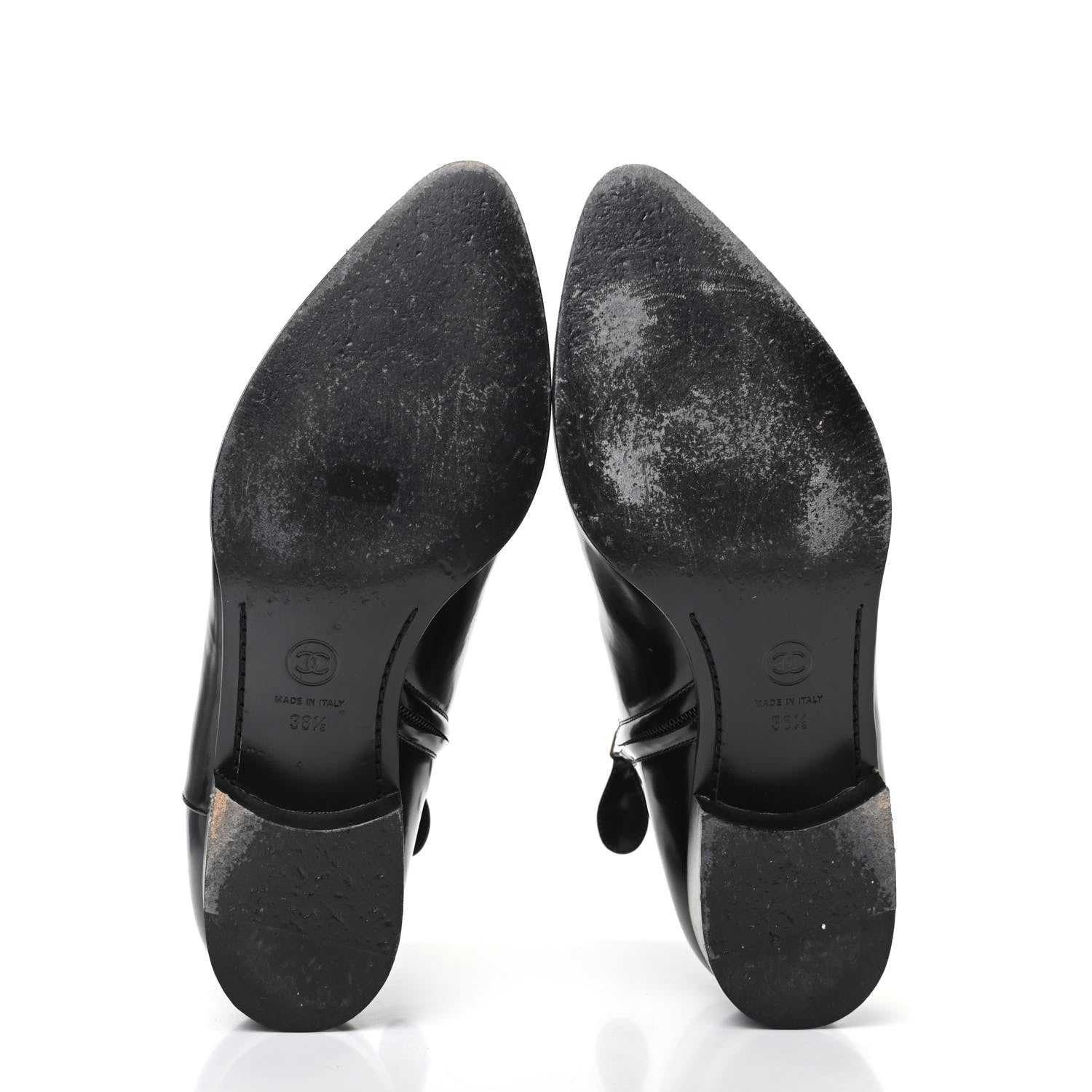 Chanel Patent Short Ankle Boots 38.5 Black 5 of 12