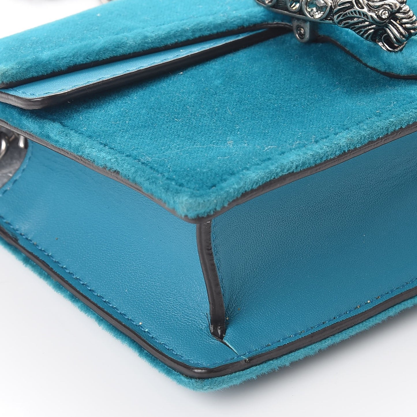 Velvet Super Mini Dionysus Shoulder Bag Pavone Cyan