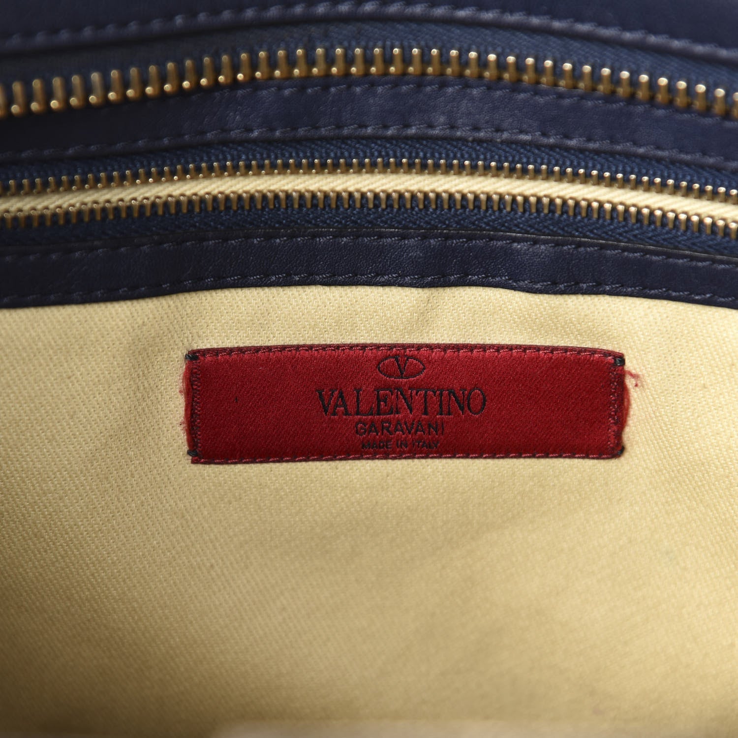 Valentino Garavani Vitello Rockstud Double Handle Tote Marine 9 of 10