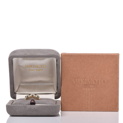 Mikimoto 18K Yellow Gold Diamond Sapphire Band Ring 48 4.5 7 of 7