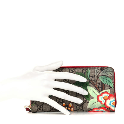 Gucci GG Supreme Monogram Tian Zip Around Wallet Beige Multicolor Red 2 of 7