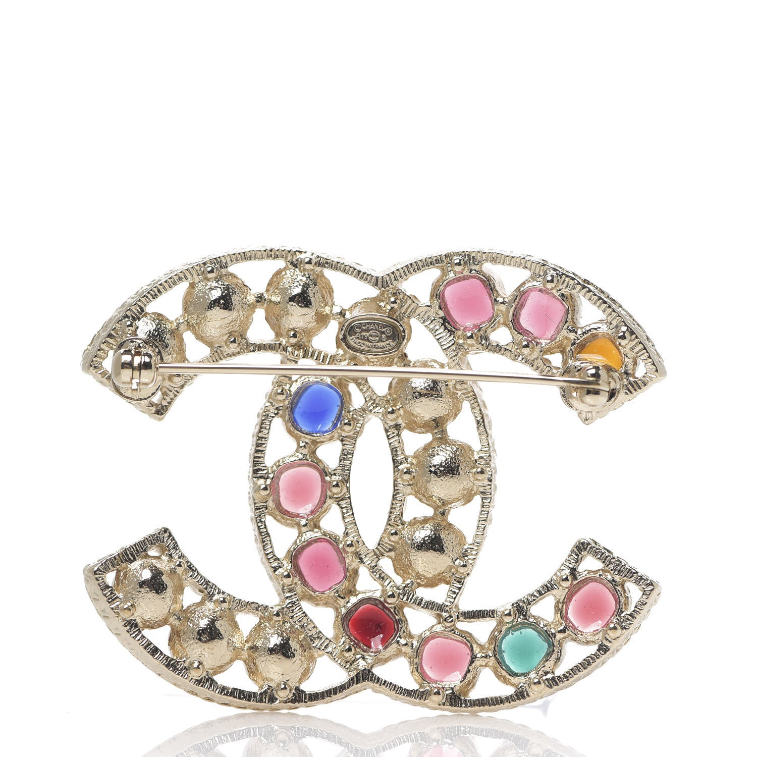 Chanel Pearl Gripiox CC Brooch Multicolor Light Gold 2 of 3