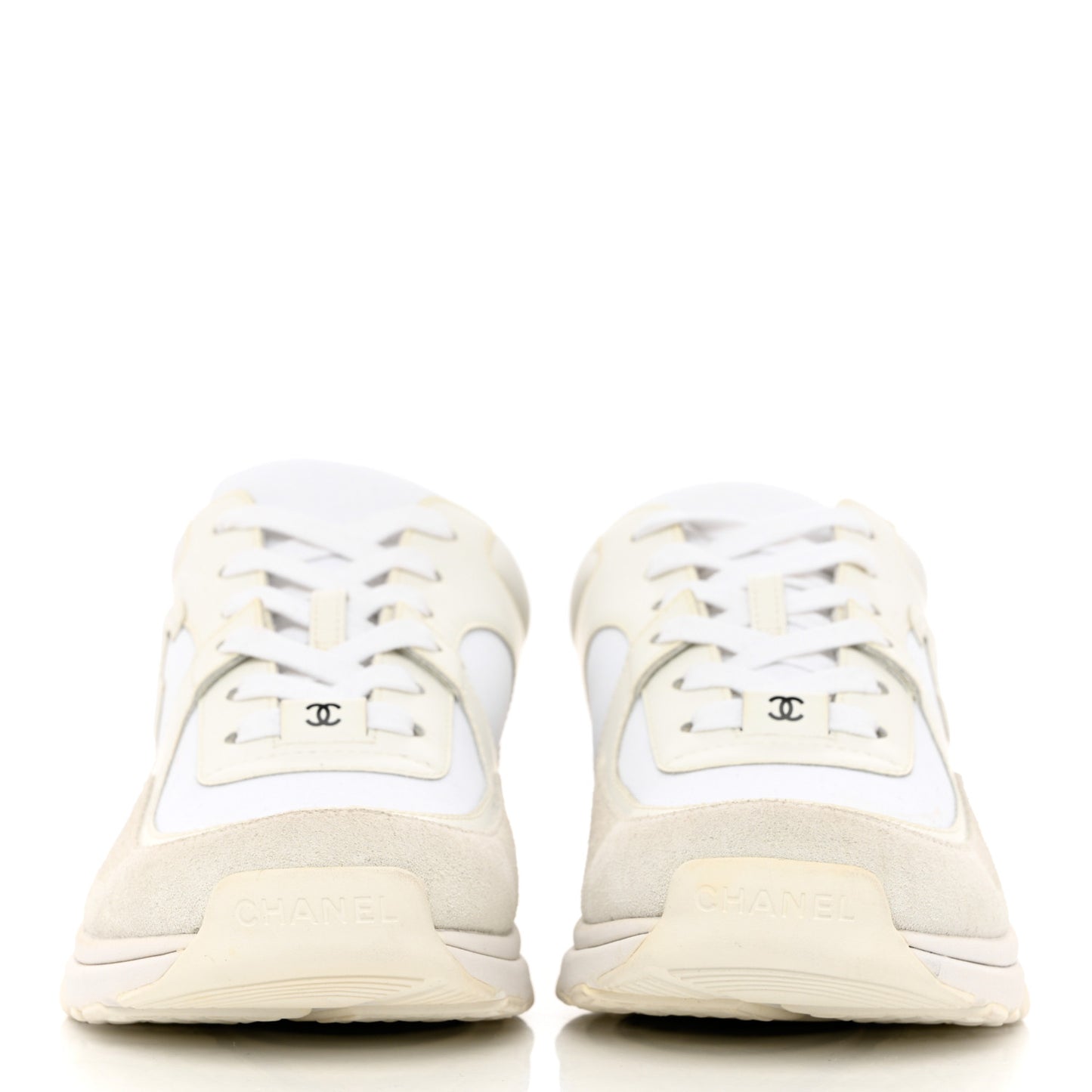 Suede Calfskin Fabric CC Sneakers 41 White