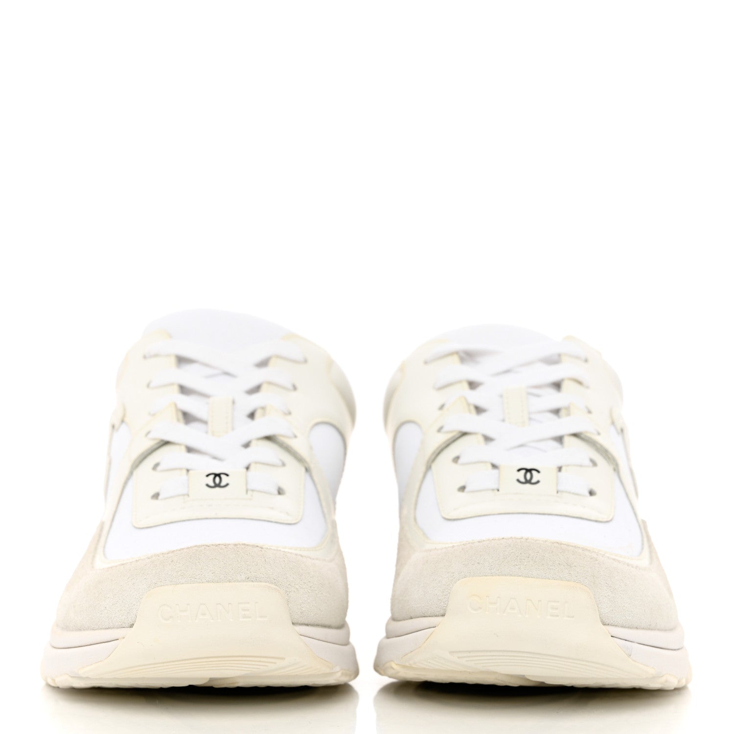 Chanel Suede Calfskin Fabric CC Sneakers 41 White 2 of 10