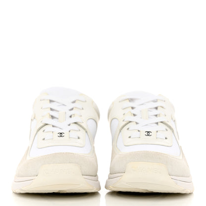 Chanel Suede Calfskin Fabric CC Sneakers 41 White 2 of 10