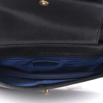 Chanel Sheepskin Quilted Vintage Mademoiselle Flap Blue Black 4 of 17
