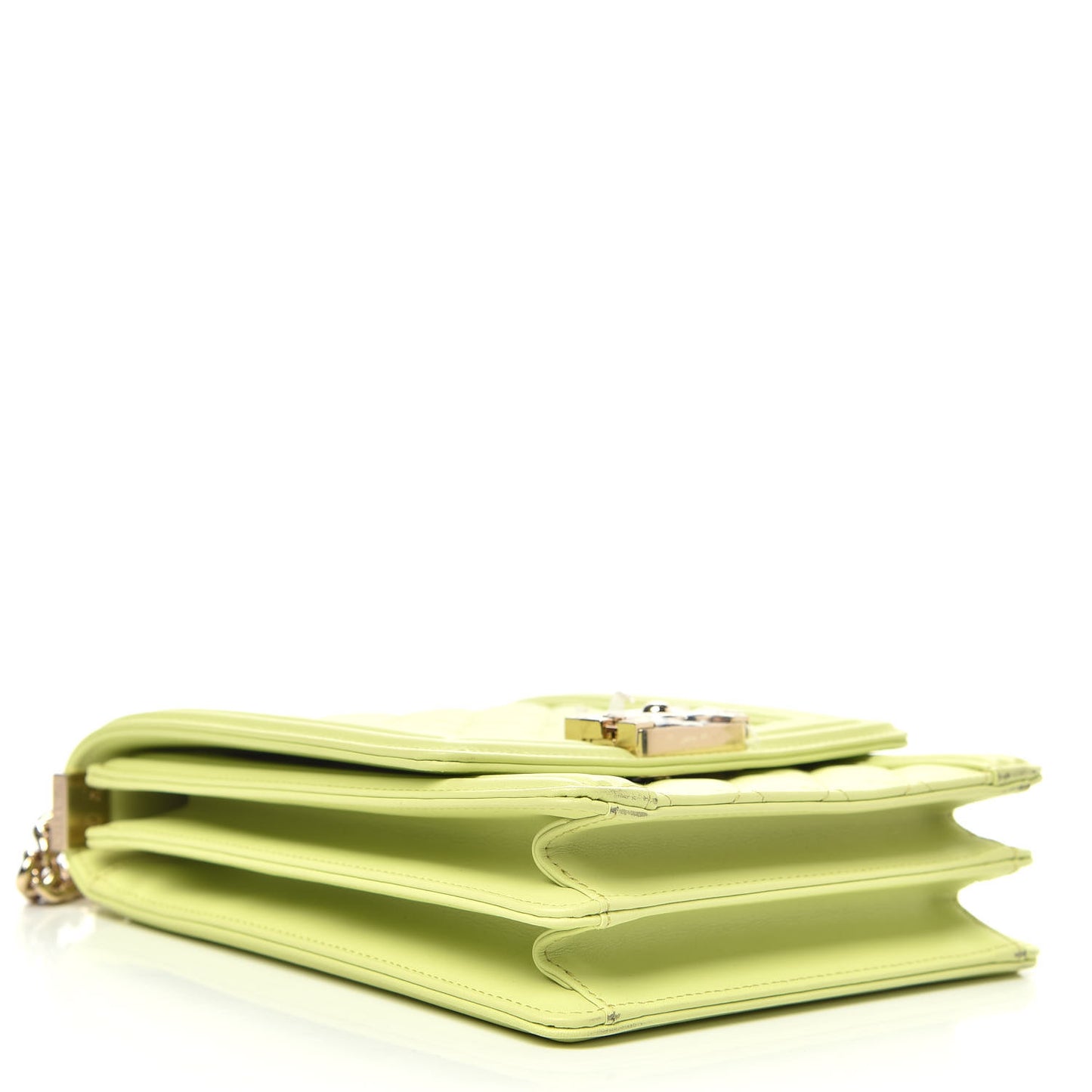 Calfskin Quilted North South Boy Flap Light Green