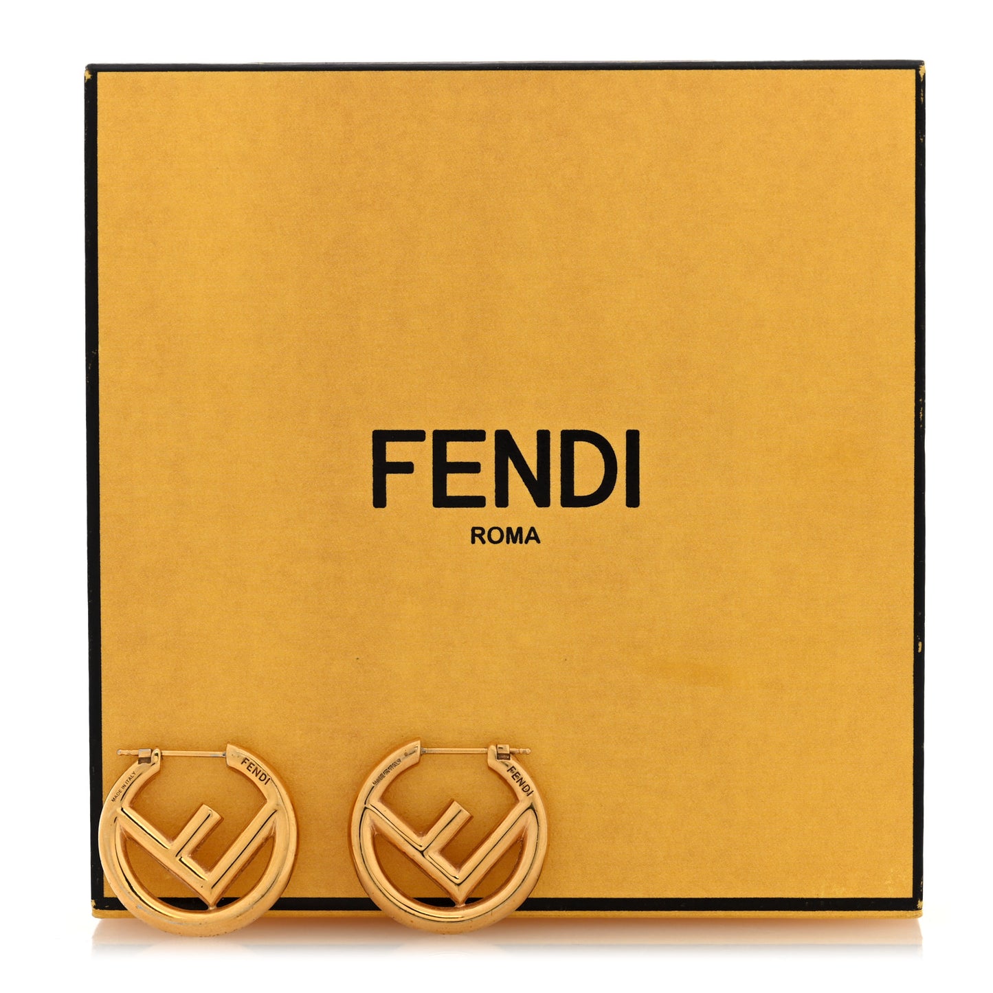 Metal F is Fendi Hoop Earrings Gold