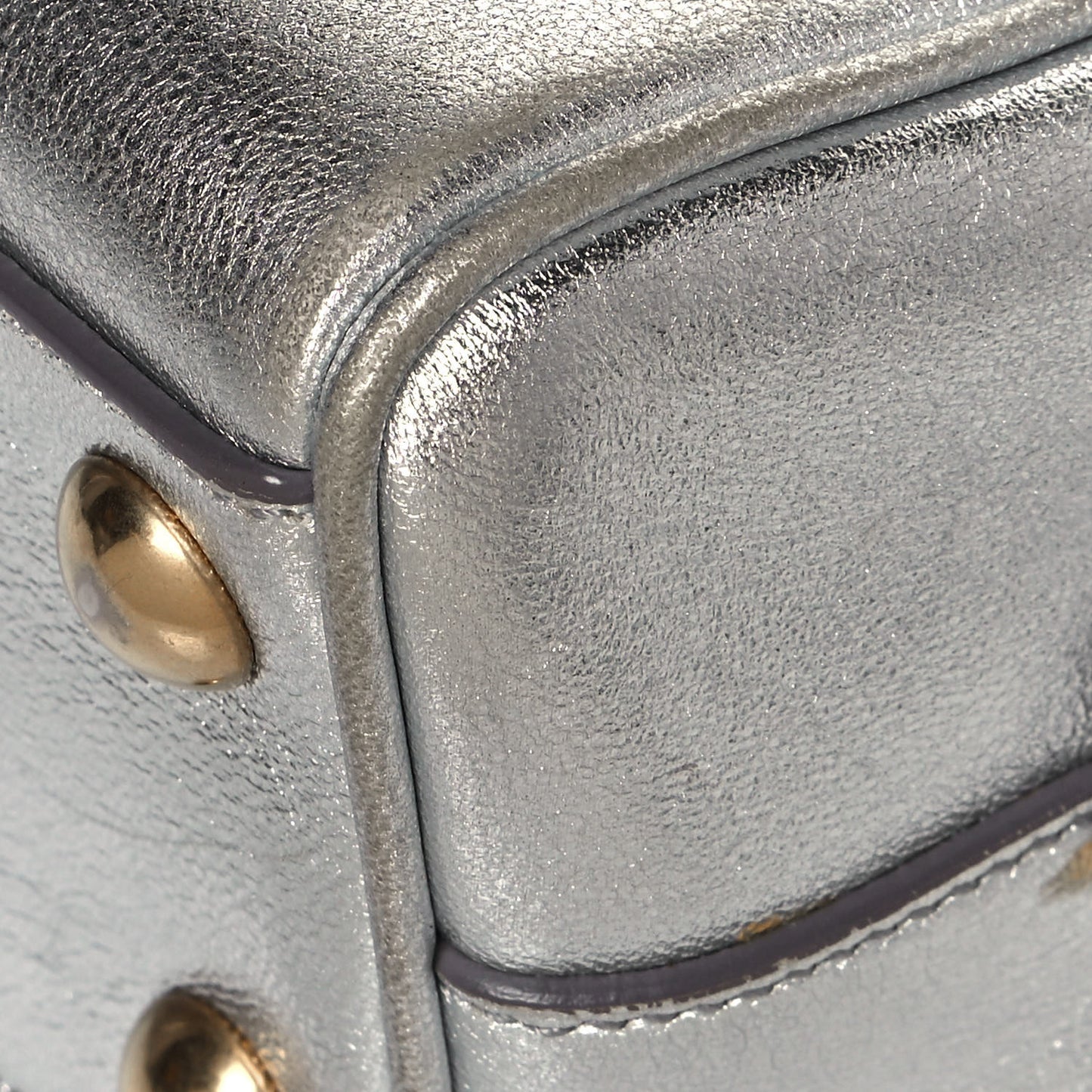 Metallic Calfskin Classic Toy Duffle Silver